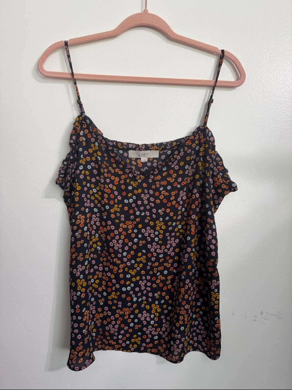 LOFT Navy Floral Ditsy Cami with Spaghetti Straps